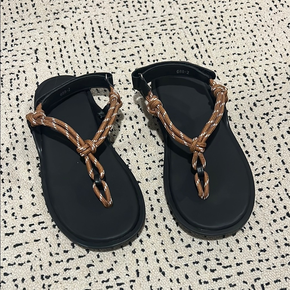 Sporty Rope Thong Slingback Sandals